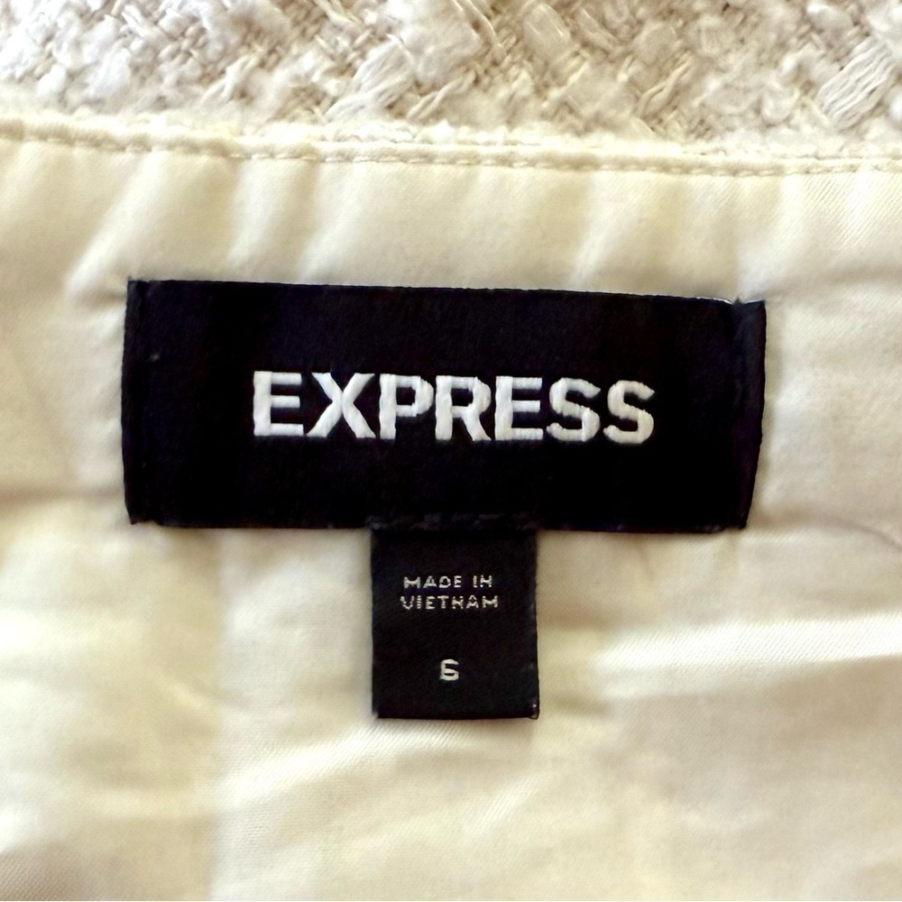 EXPRESS Ivory Tweed Mini Skirt Size 6 - Picture 4 of 4